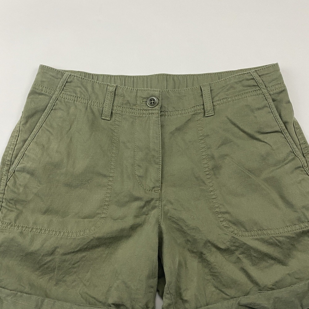 Talbots Green Roll Tab Cuffed Hem Chino‎ Shorts Sz 2 Cotton Lyocell LINEN Blend - Picture 4 of 9